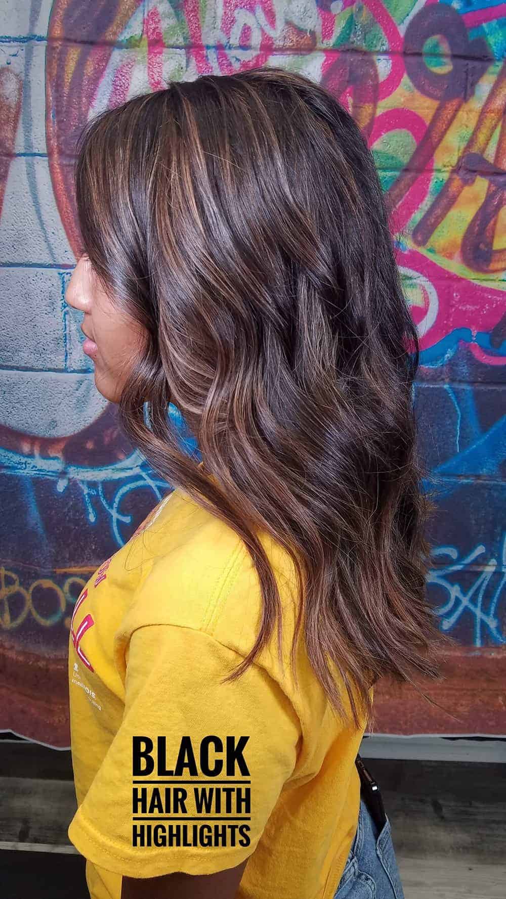 black hair with yellow highlights