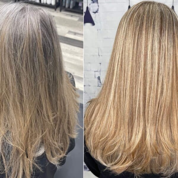 Before and After Grey Blending Highlights