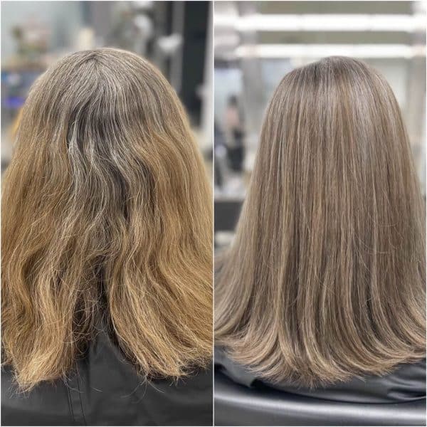 Before and After Grey Hair Blending