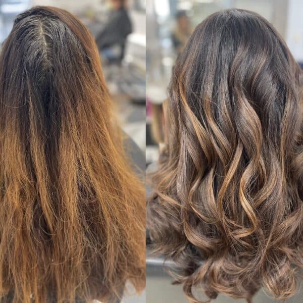 Before and After Hair Color Balayage
